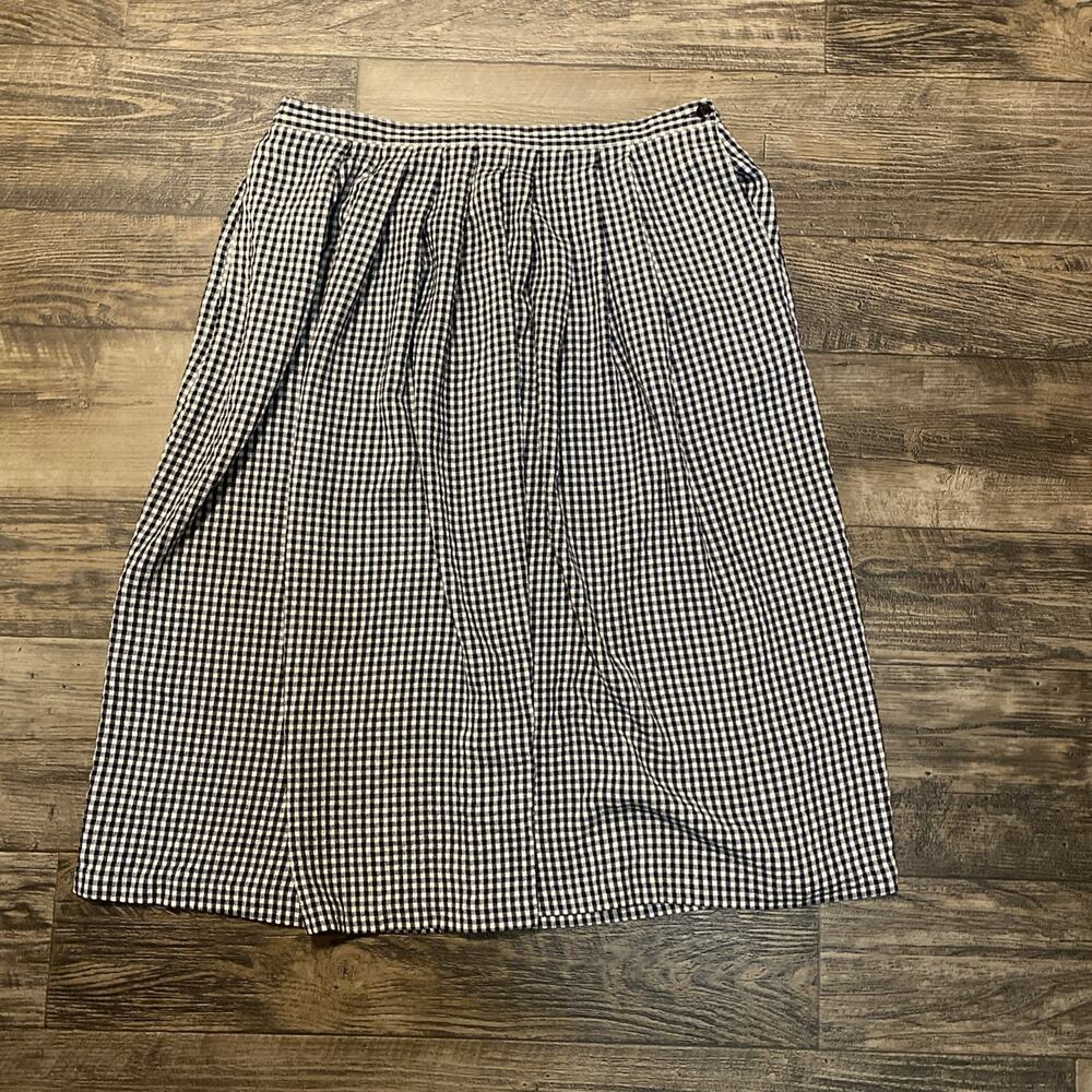 Alfred Dunner Black white gingham Pattern Checked skirt pleated vintage Size 16
